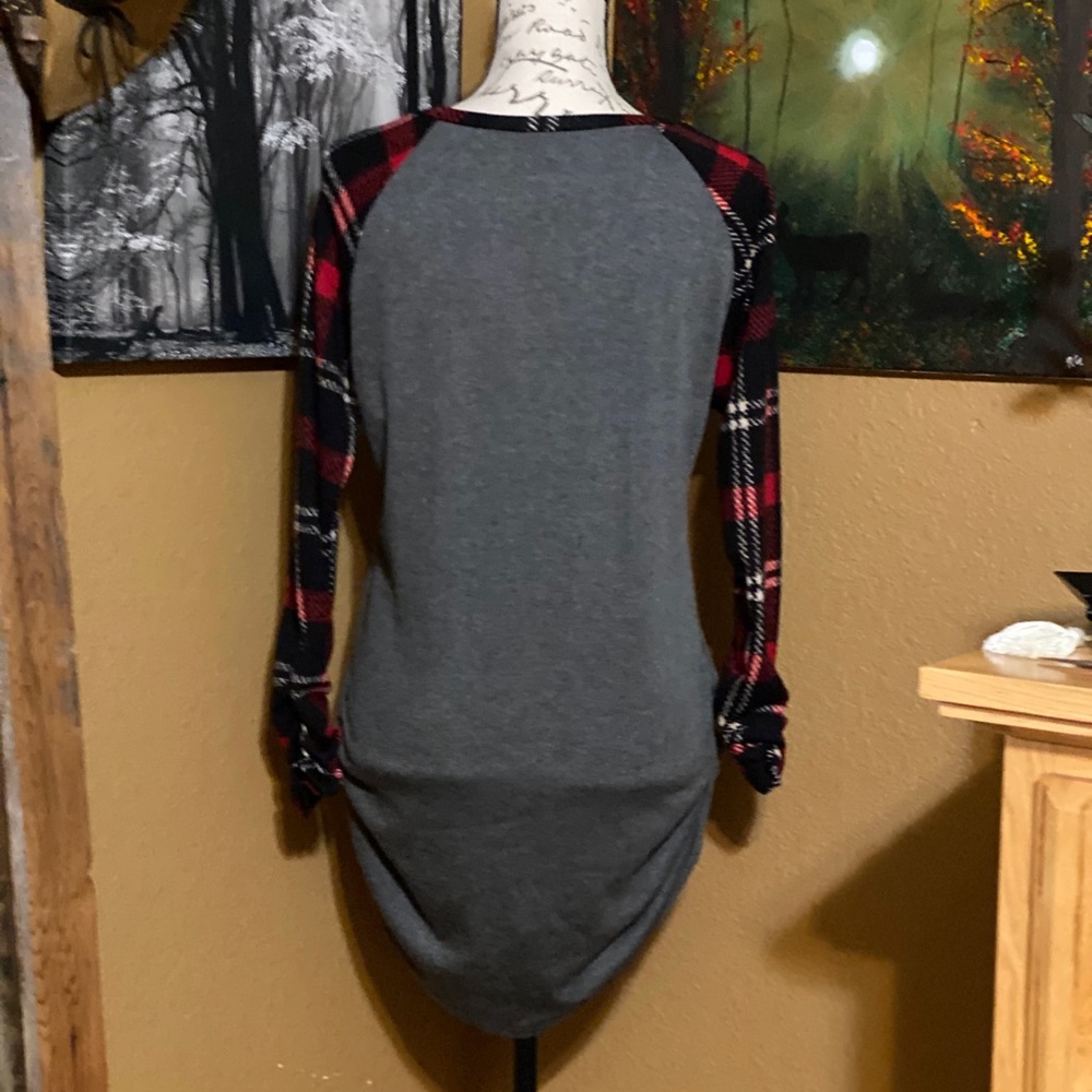 🎄Cute Raglan Sleeve Ruched Tunic Top - Picture 2 of 5